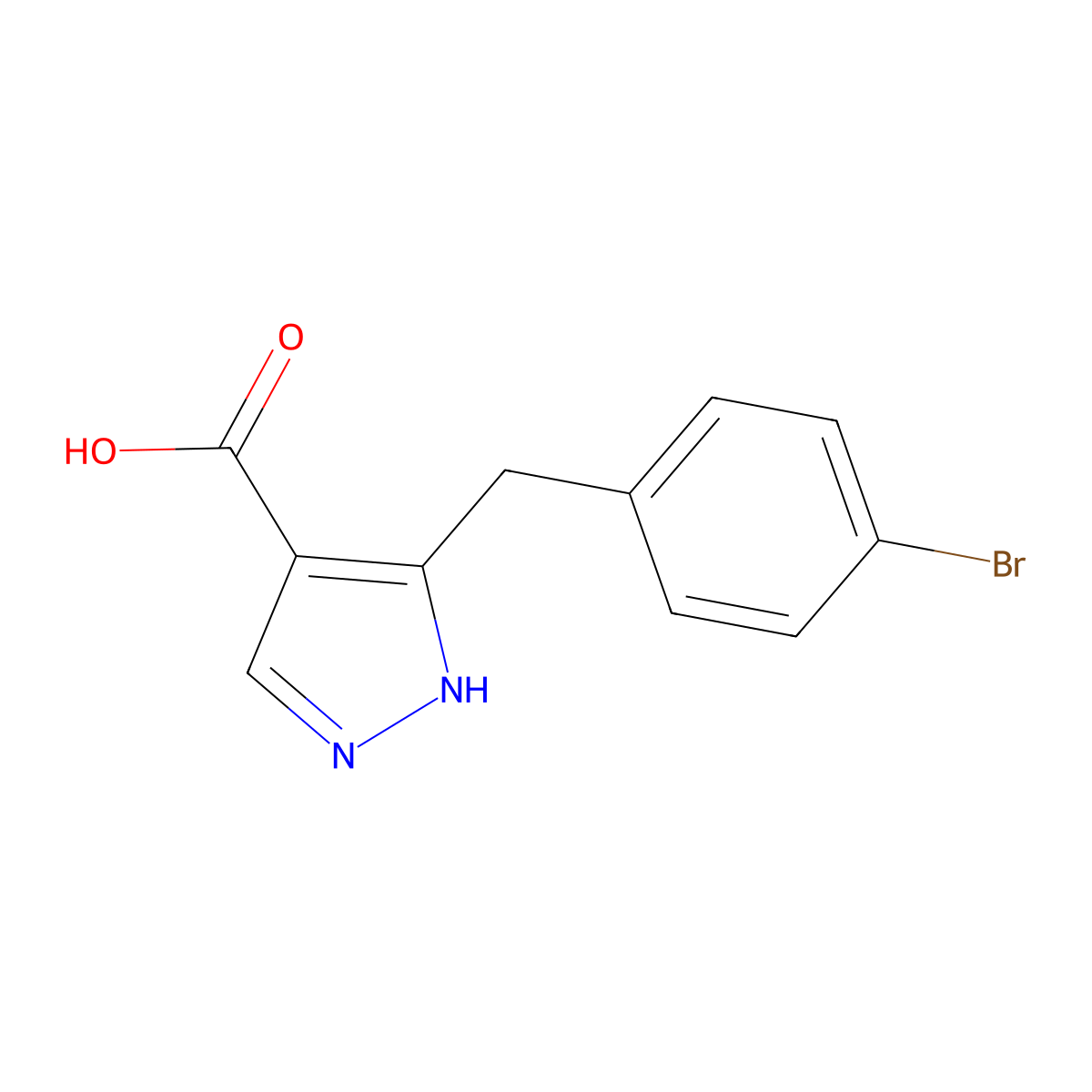 5-[(4-Bromophenyl)methyl]-1H-pyrazole-4-carboxylic acid molecular structure, CAS 2090792-84-8