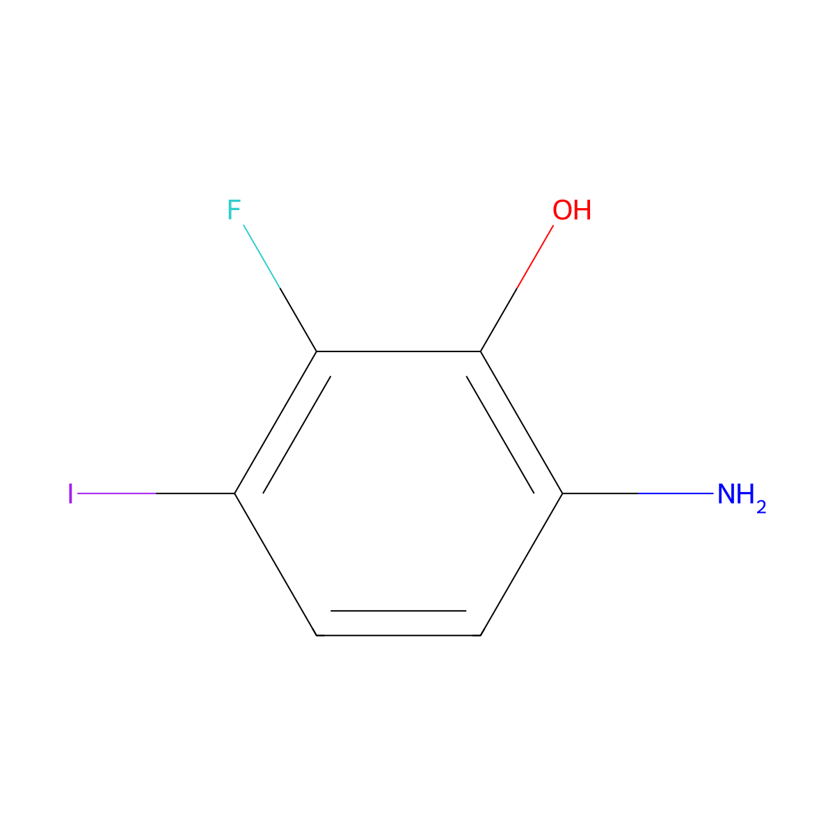 6-Amino-2-fluoro-3-iodophenol molecular structure, CAS 2090794-57-1