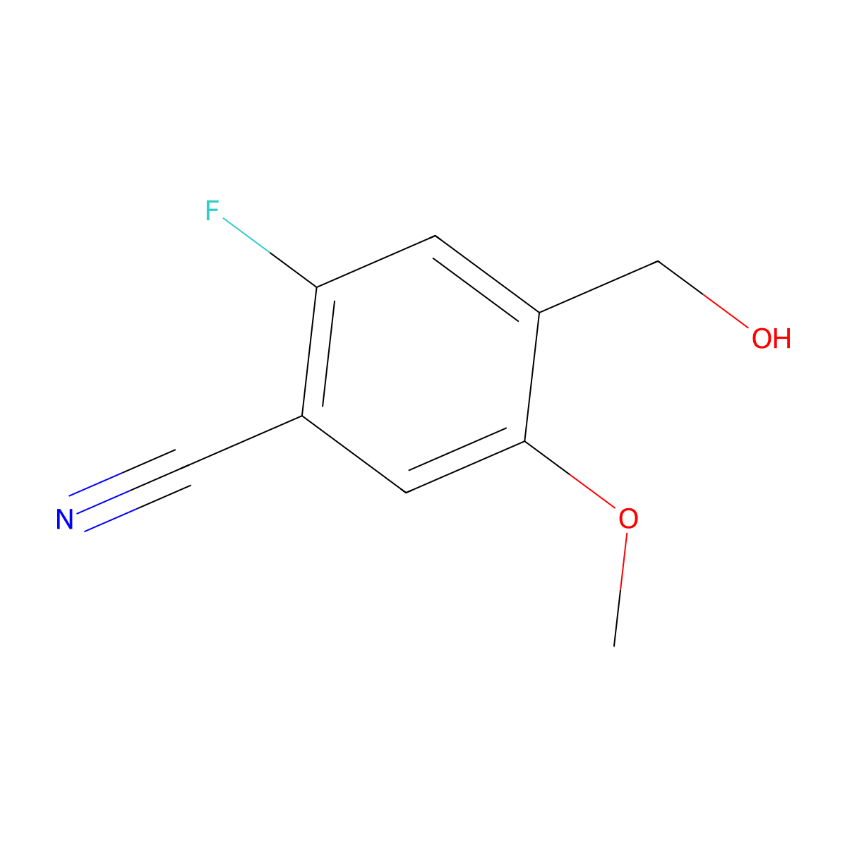 2-Fluoro-4-(hydroxymethyl)-5-methoxybenzonitrile molecular structure, CAS 2090797-25-2