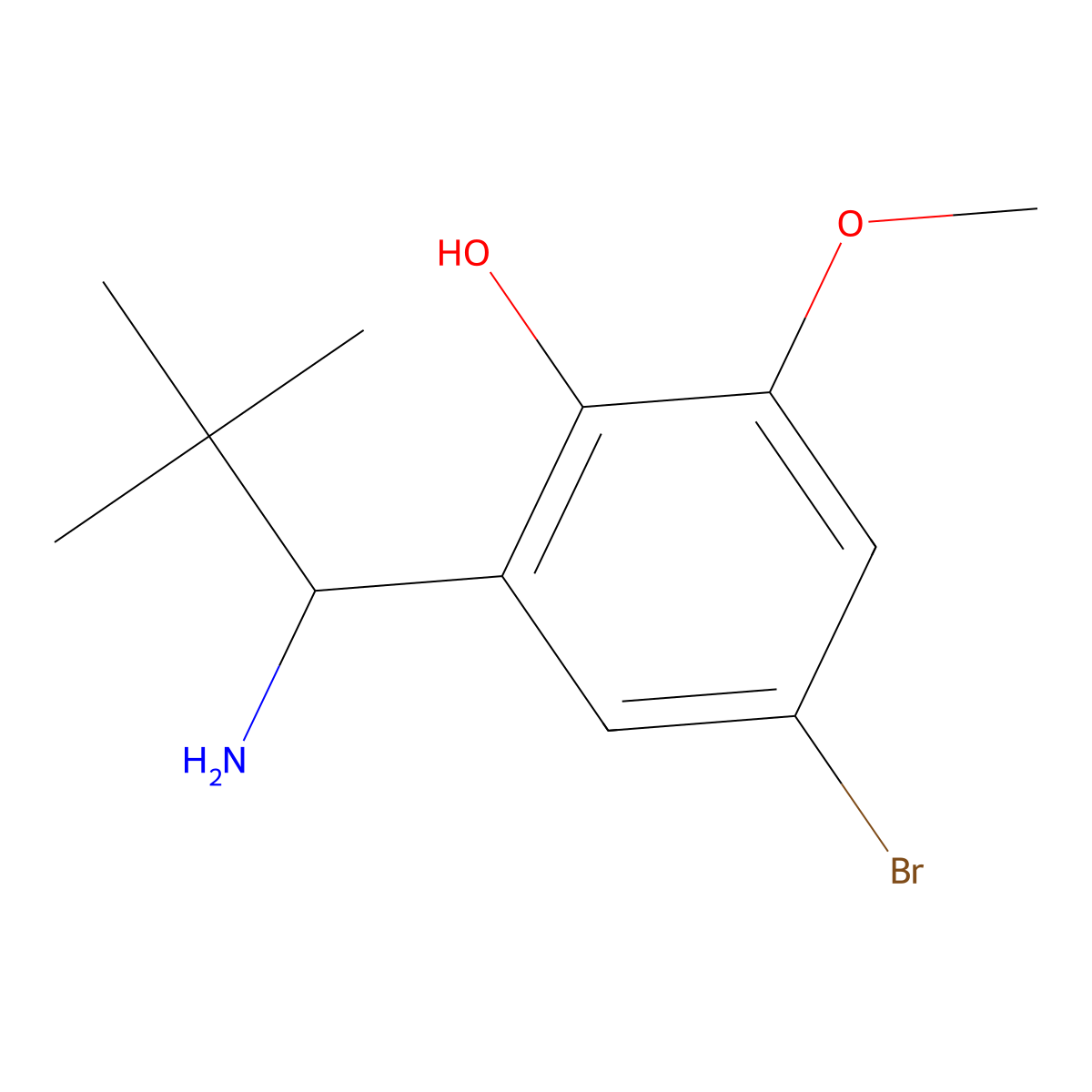 2-(1-Amino-2,2-dimethylpropyl)-4-bromo-6-methoxyphenol molecular structure, CAS 2090809-05-3