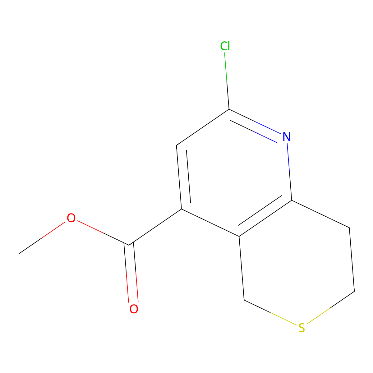Methyl 2-chloro-5H,7H,8H-thiopyrano[4,3-b]pyridine-4-carboxylate molecular structure, CAS 2090809-24-6