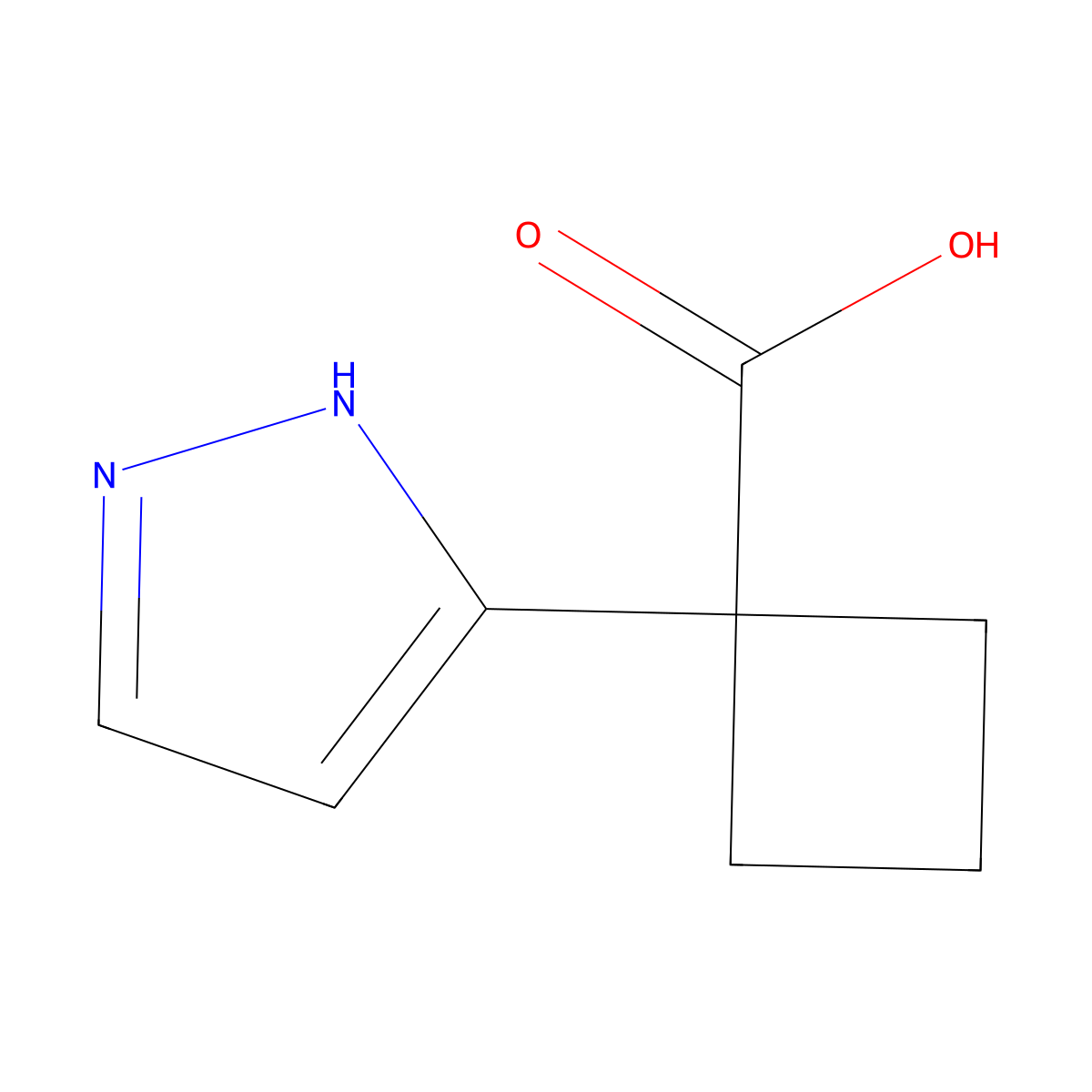 1-(1H-pyrazol-3-yl)cyclobutane-1-carboxylic acid molecular structure, CAS 2090818-47-4