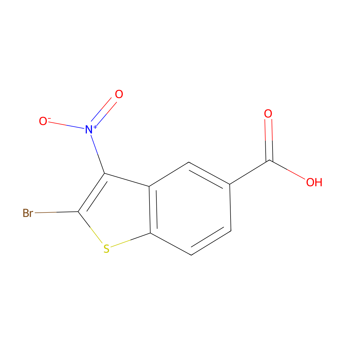 2-Bromo-3-nitro-1-benzothiophene-5-carboxylic acid molecular structure, CAS 2090819-71-7