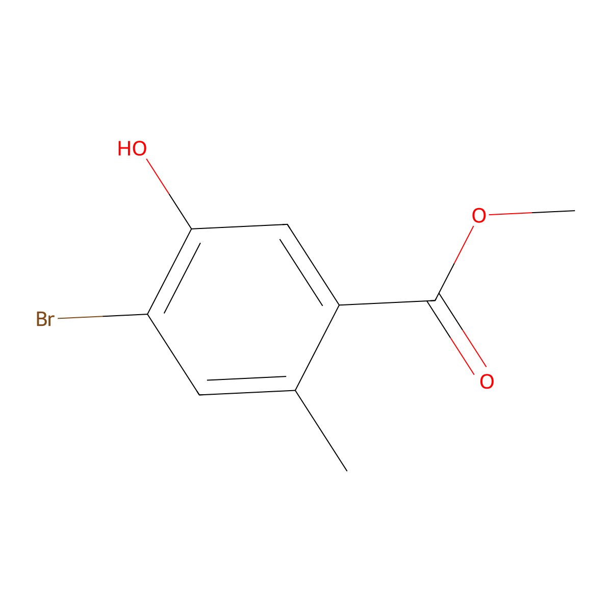 Methyl 4-bromo-5-hydroxy-2-methylbenzoate molecular structure, CAS 2090819-94-4