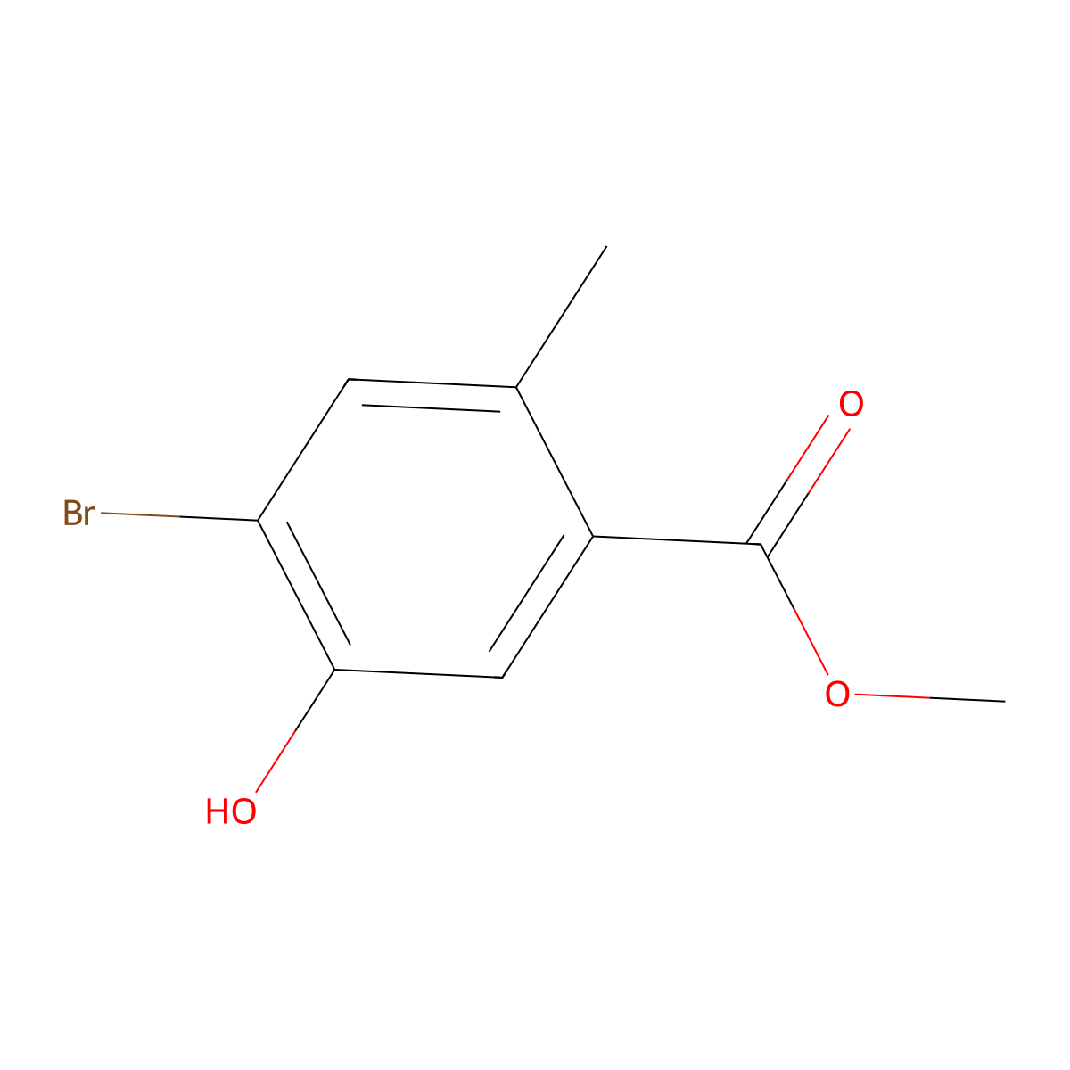 Methyl 4-bromo-5-hydroxy-2-methylbenzoate molecular structure, CAS 2090819-94-4