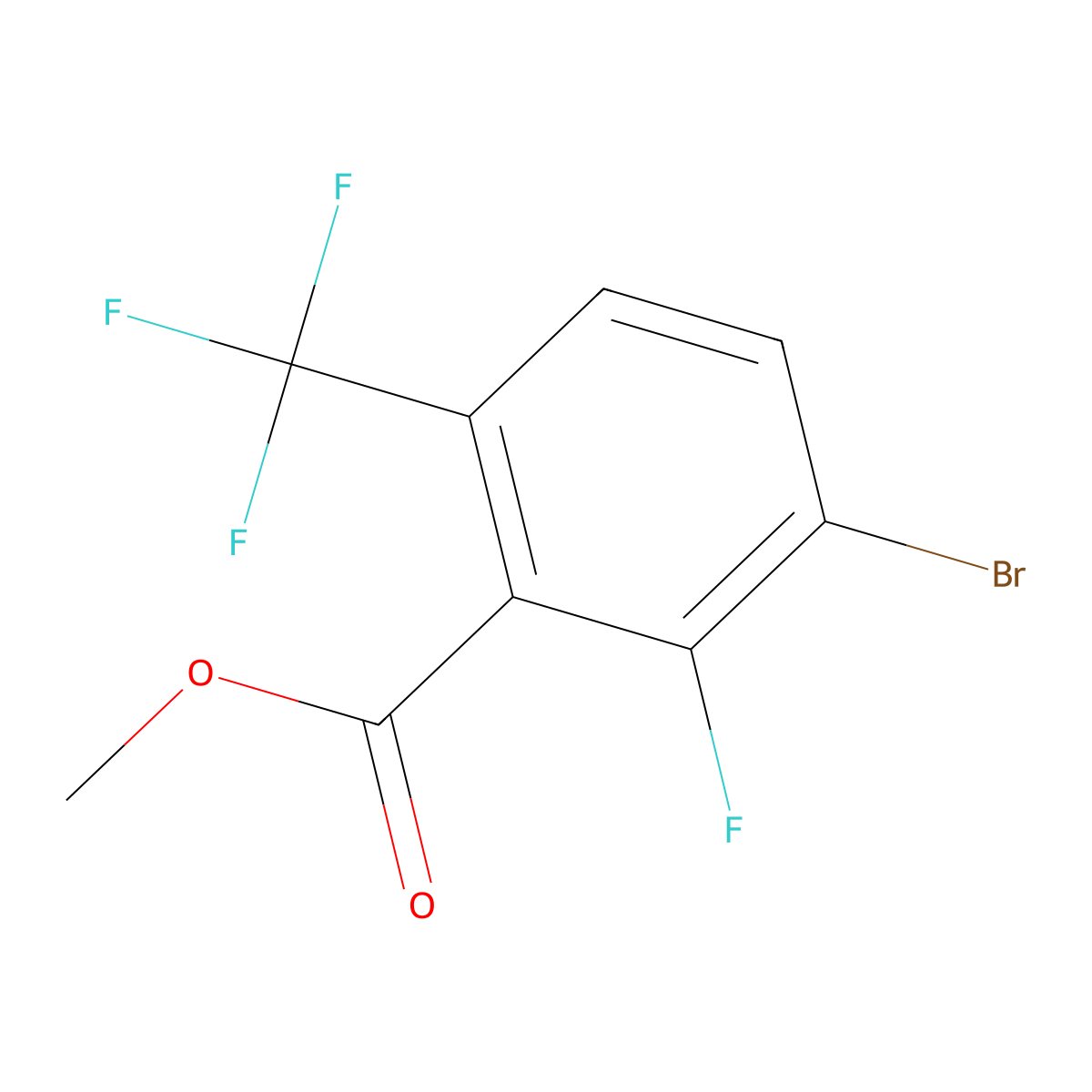 Methyl 3-bromo-2-fluoro-6-(trifluoromethyl)benzoate molecular structure, CAS 2090828-39-8