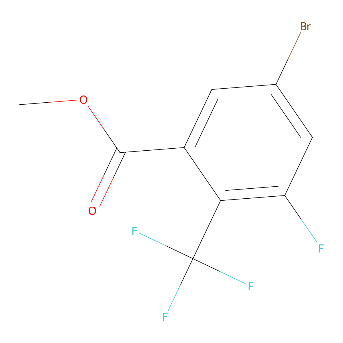 Methyl 5-bromo-3-fluoro-2-(trifluoromethyl)benzoate molecular structure, CAS 2090828-54-7
