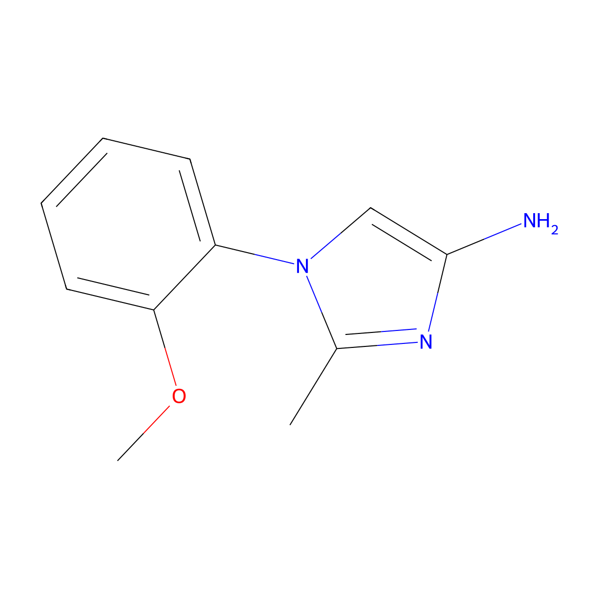 1-(2-methoxyphenyl)-2-methyl-1H-imidazol-4-amine molecular structure, CAS 2090829-99-3