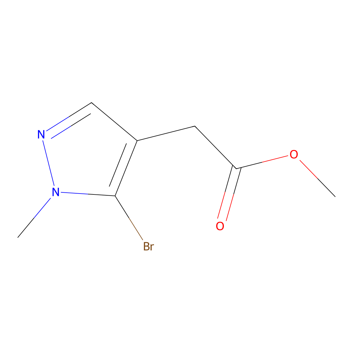 methyl 2-(5-bromo-1-methyl-1H-pyrazol-4-yl)acetate molecular structure, CAS 2090835-78-0