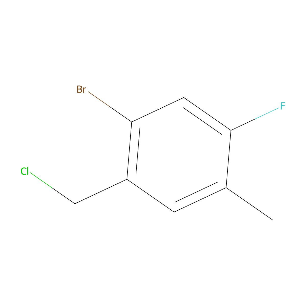1-Bromo-2-(chloromethyl)-5-fluoro-4-methylbenzene molecular structure, CAS 2090836-68-1