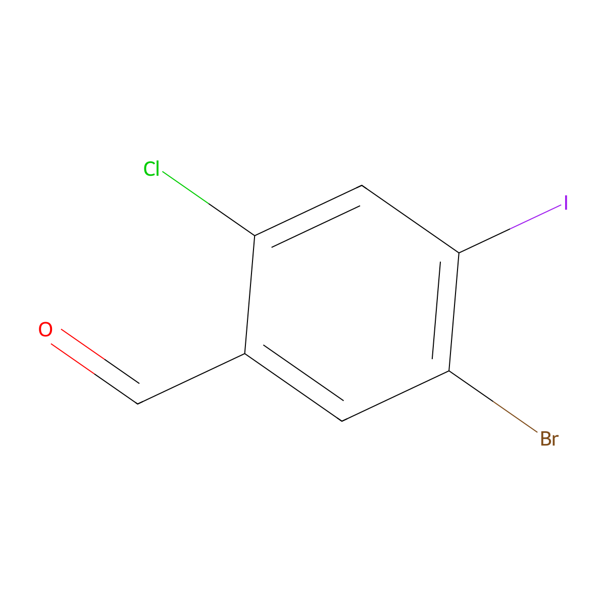 5-Bromo-2-chloro-4-iodobenzaldehyde molecular structure, CAS 2090840-16-5