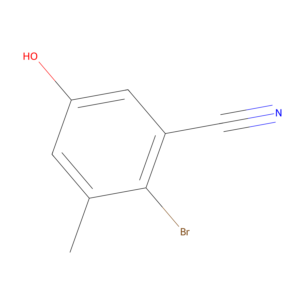 2-Bromo-5-hydroxy-3-methylbenzonitrile molecular structure, CAS 2090843-11-9
