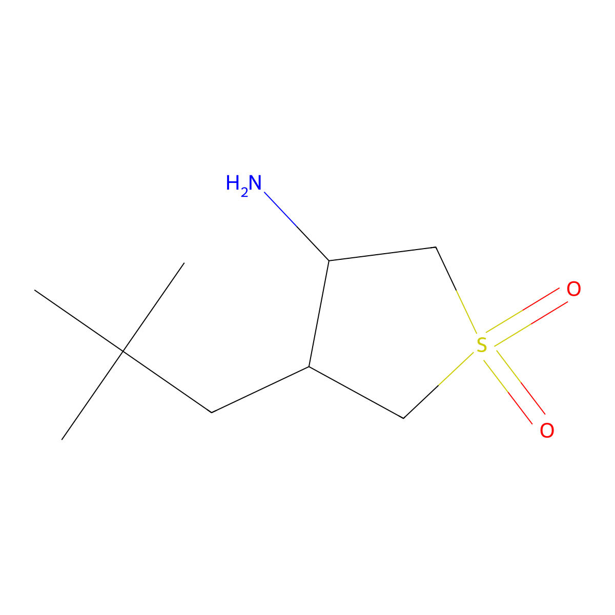 3-Amino-4-(2,2-dimethylpropyl)-1lambda6-thiolane-1,1-dione molecular structure, CAS 2090845-05-7