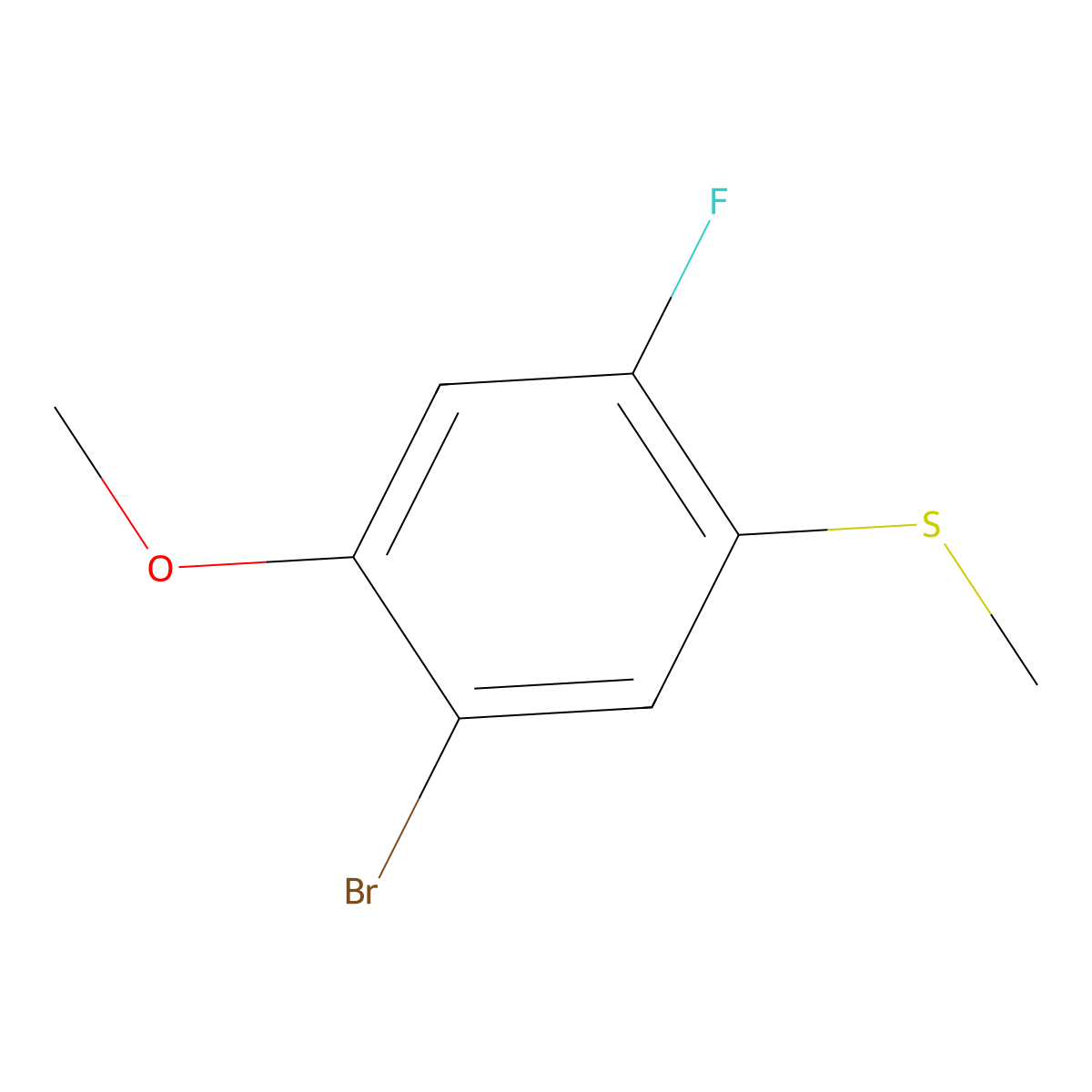 (5-Bromo-2-fluoro-4-methoxyphenyl)(methyl)sulfane molecular structure, CAS 2090849-46-8