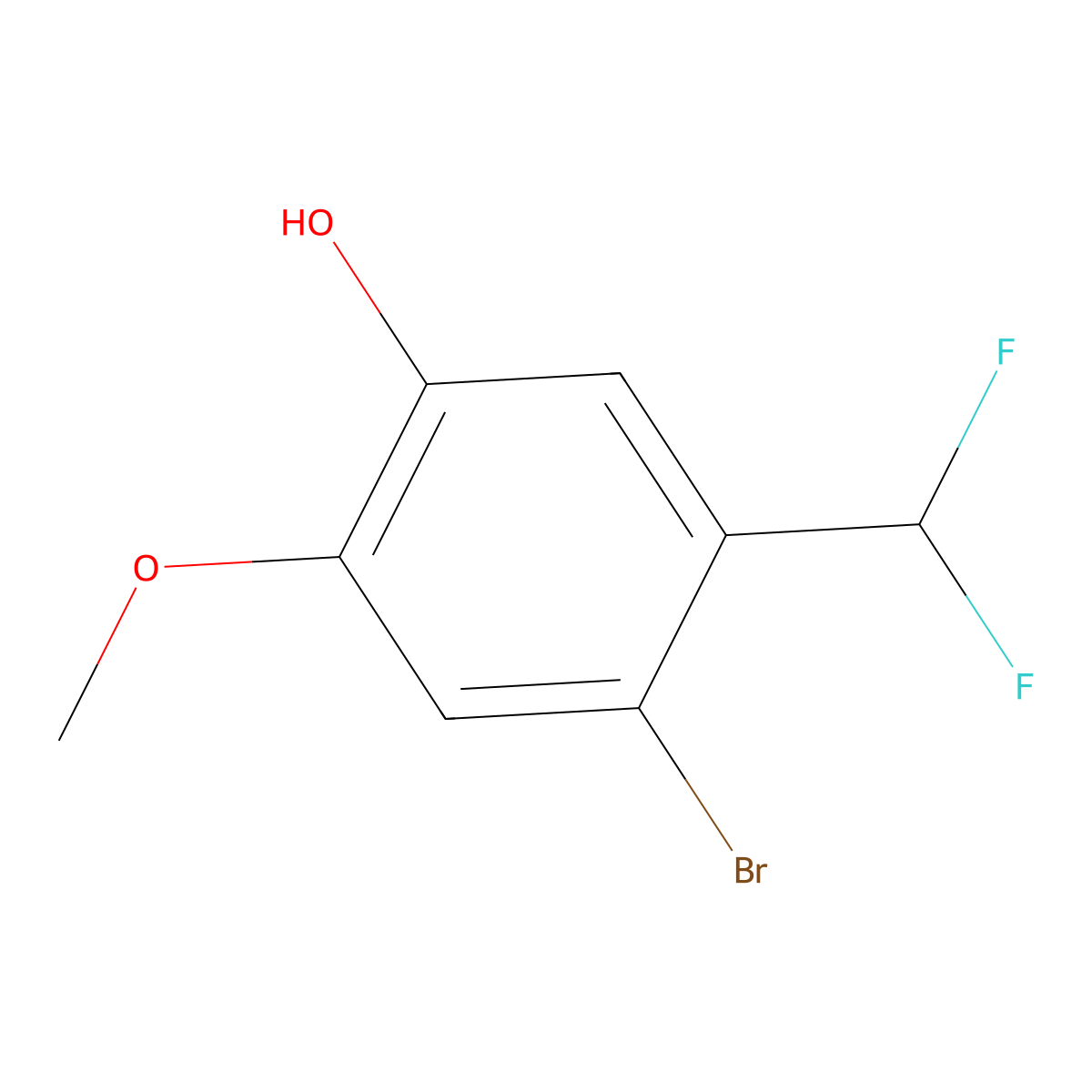 4-Bromo-5-(difluoromethyl)-2-methoxyphenol molecular structure, CAS 2090853-47-5