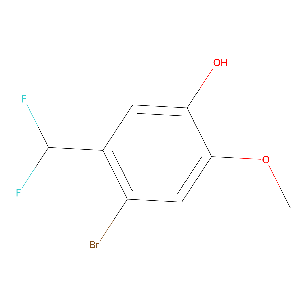 4-Bromo-5-(difluoromethyl)-2-methoxyphenol molecular structure, CAS 2090853-47-5