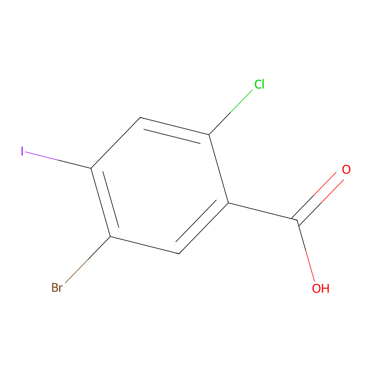 5-Bromo-2-chloro-4-iodobenzoic acid molecular structure, CAS 2090856-25-8