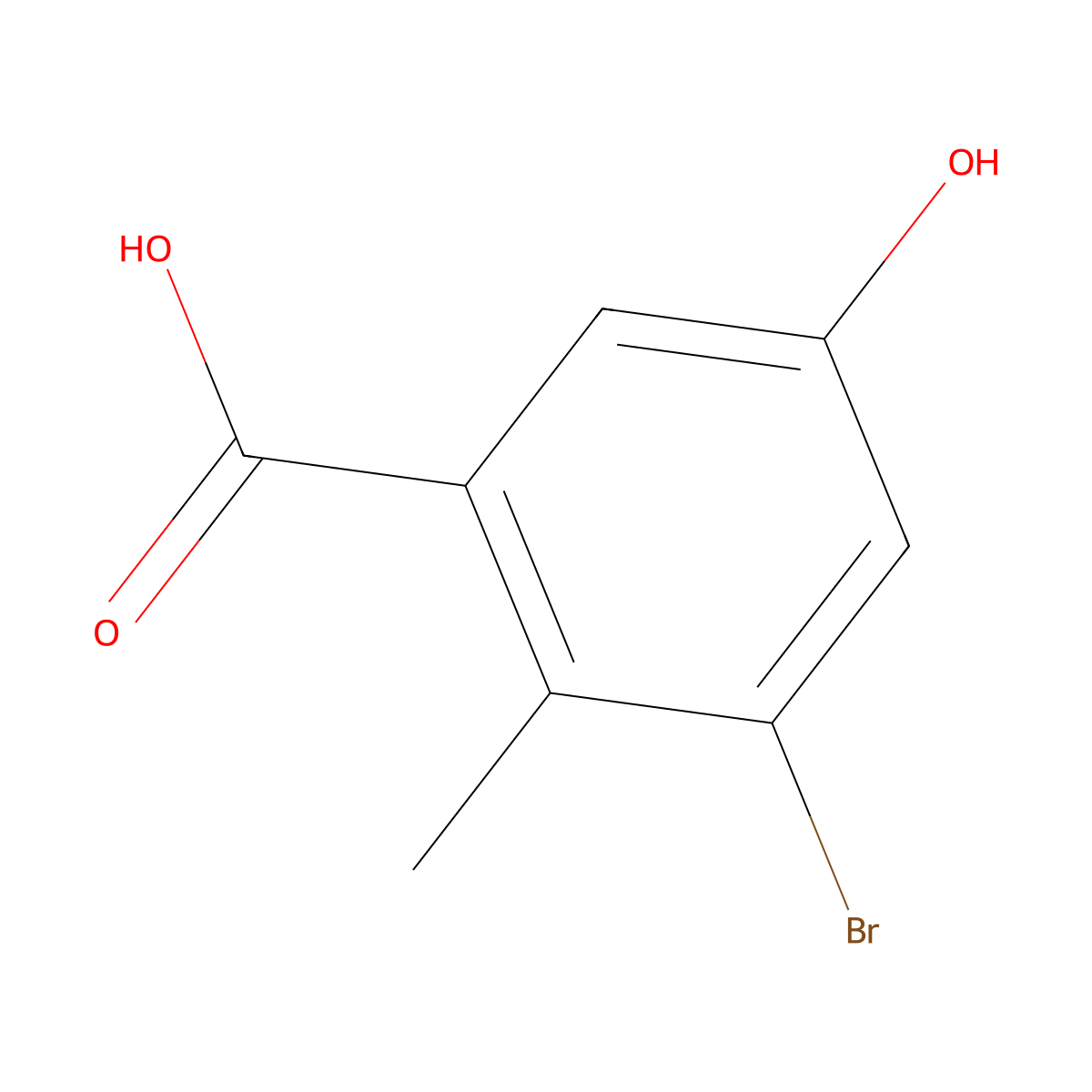 3-Bromo-5-hydroxy-2-methylbenzoic acid molecular structure, CAS 2090858-29-8