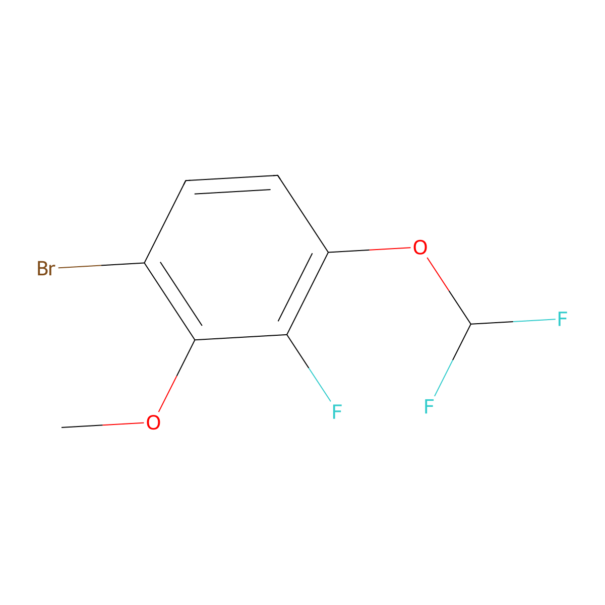 1-Bromo-4-(difluoromethoxy)-3-fluoro-2-methoxybenzene molecular structure, CAS 2090859-76-8