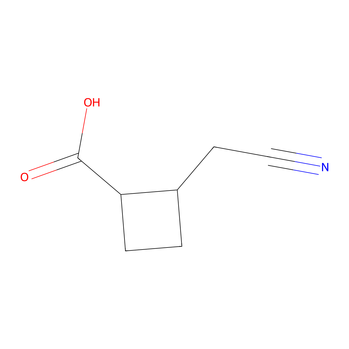 cis-2-(Cyanomethyl)cyclobutanecarboxylic acid molecular structure, CAS 2090860-55-0