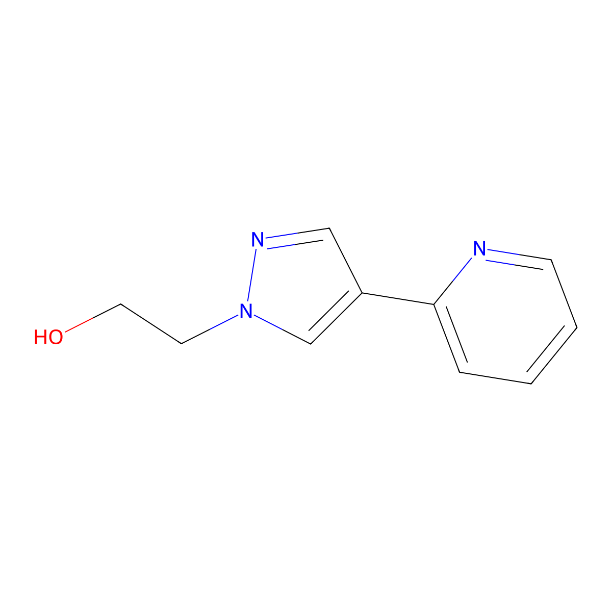 2-(4-(pyridin-2-yl)-1H-pyrazol-1-yl)ethan-1-ol molecular structure, CAS 2090866-87-6
