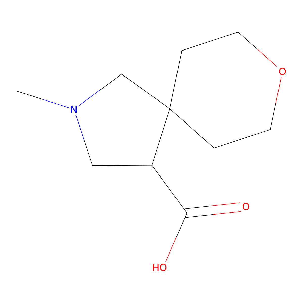 2-Methyl-8-oxa-2-azaspiro[4.5]decane-4-carboxylic acid molecular structure, CAS 2090868-18-9