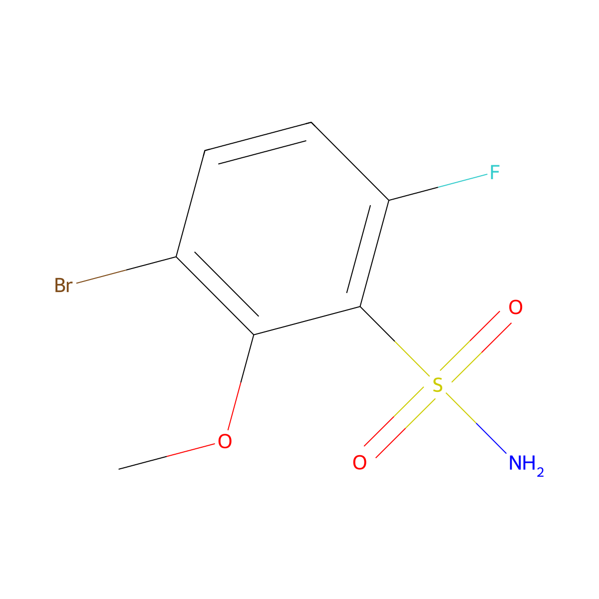 3-Bromo-6-fluoro-2-methoxybenzene-1-sulfonamide molecular structure, CAS 2090868-60-1