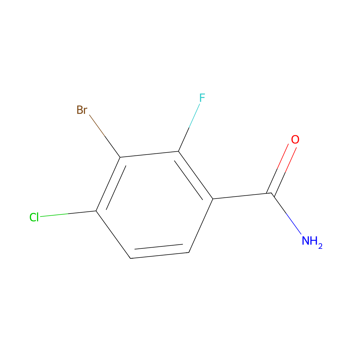 3-Bromo-4-chloro-2-fluorobenzamide molecular structure, CAS 2090870-27-0
