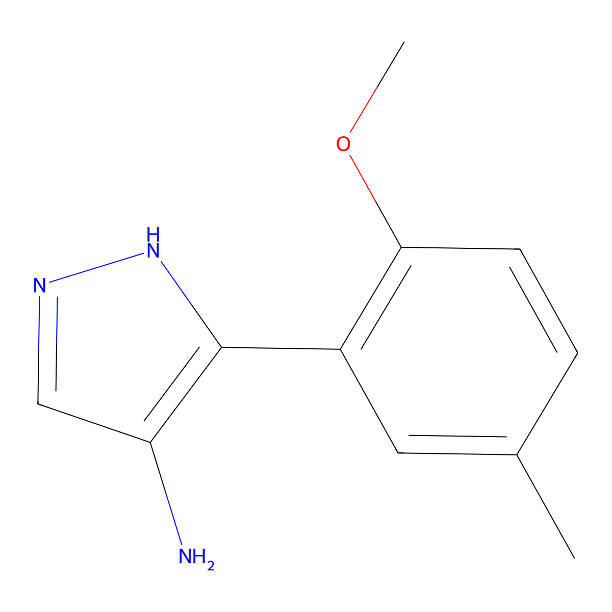 5-(2-methoxy-5-methylphenyl)-1H-pyrazol-4-amine molecular structure, CAS 2090872-71-0