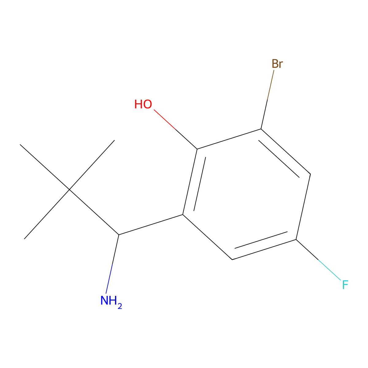 2-(1-Amino-2,2-dimethylpropyl)-6-bromo-4-fluorophenol molecular structure, CAS 2090873-08-6