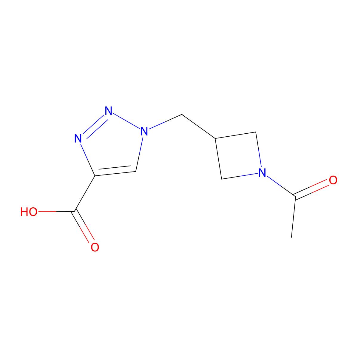 1-((1-acetylazetidin-3-yl)methyl)-1H-1,2,3-triazole-4-carboxylic acid molecular structure, CAS 2090882-91-8