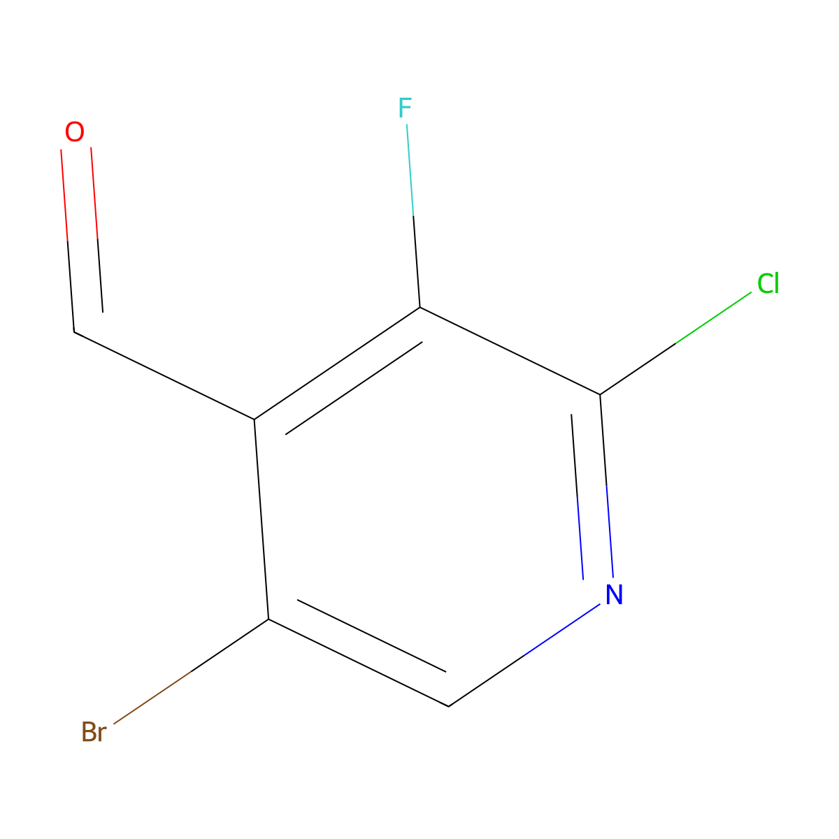5-Bromo-2-chloro-3-fluoropyridine-4-carbaldehyde molecular structure, CAS 2090900-94-8