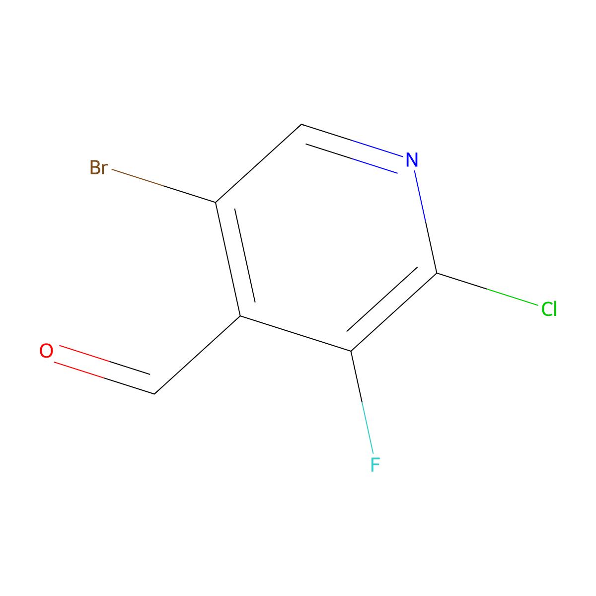 5-Bromo-2-chloro-3-fluoropyridine-4-carbaldehyde molecular structure, CAS 2090900-94-8