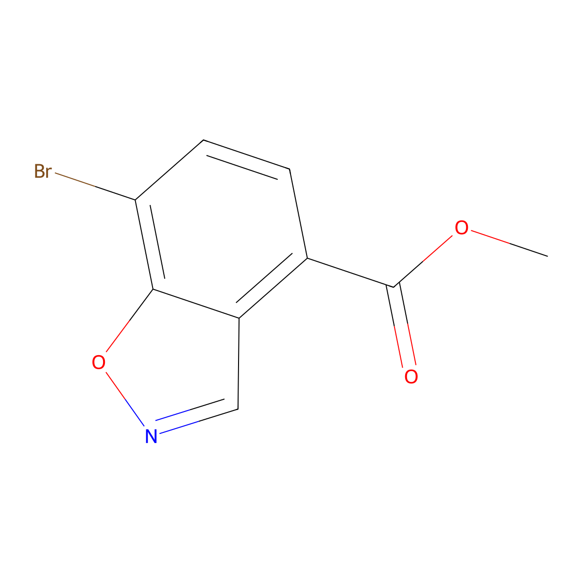 Methyl 7-bromo-1,2-benzoxazole-4-carboxylate molecular structure, CAS 2090909-62-7