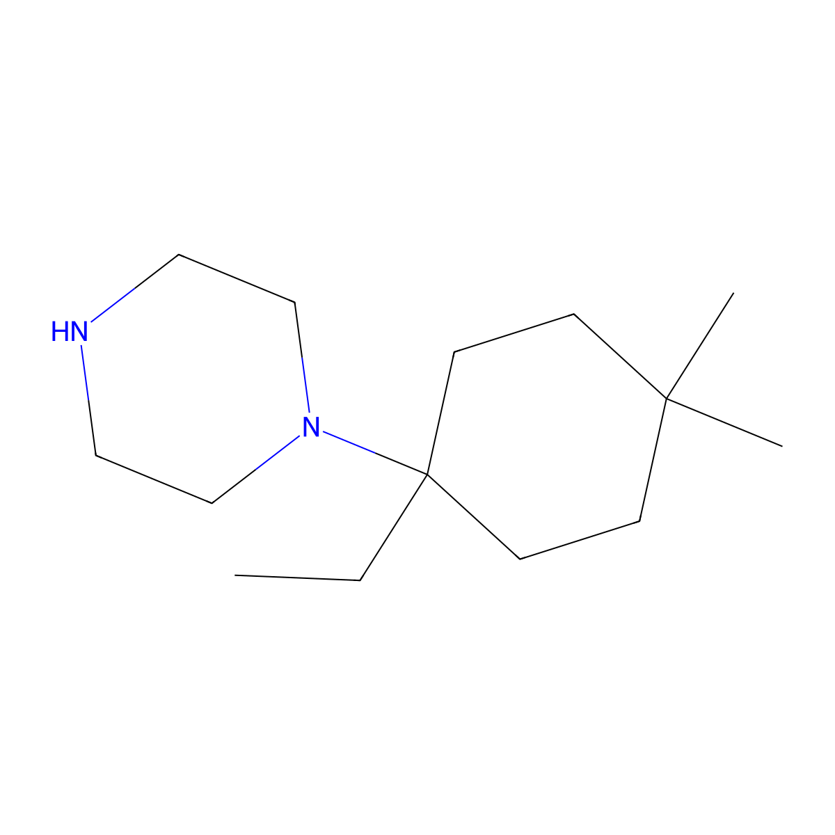 1-(1-Ethyl-4,4-dimethylcyclohexyl)piperazine molecular structure, CAS 2090913-64-5