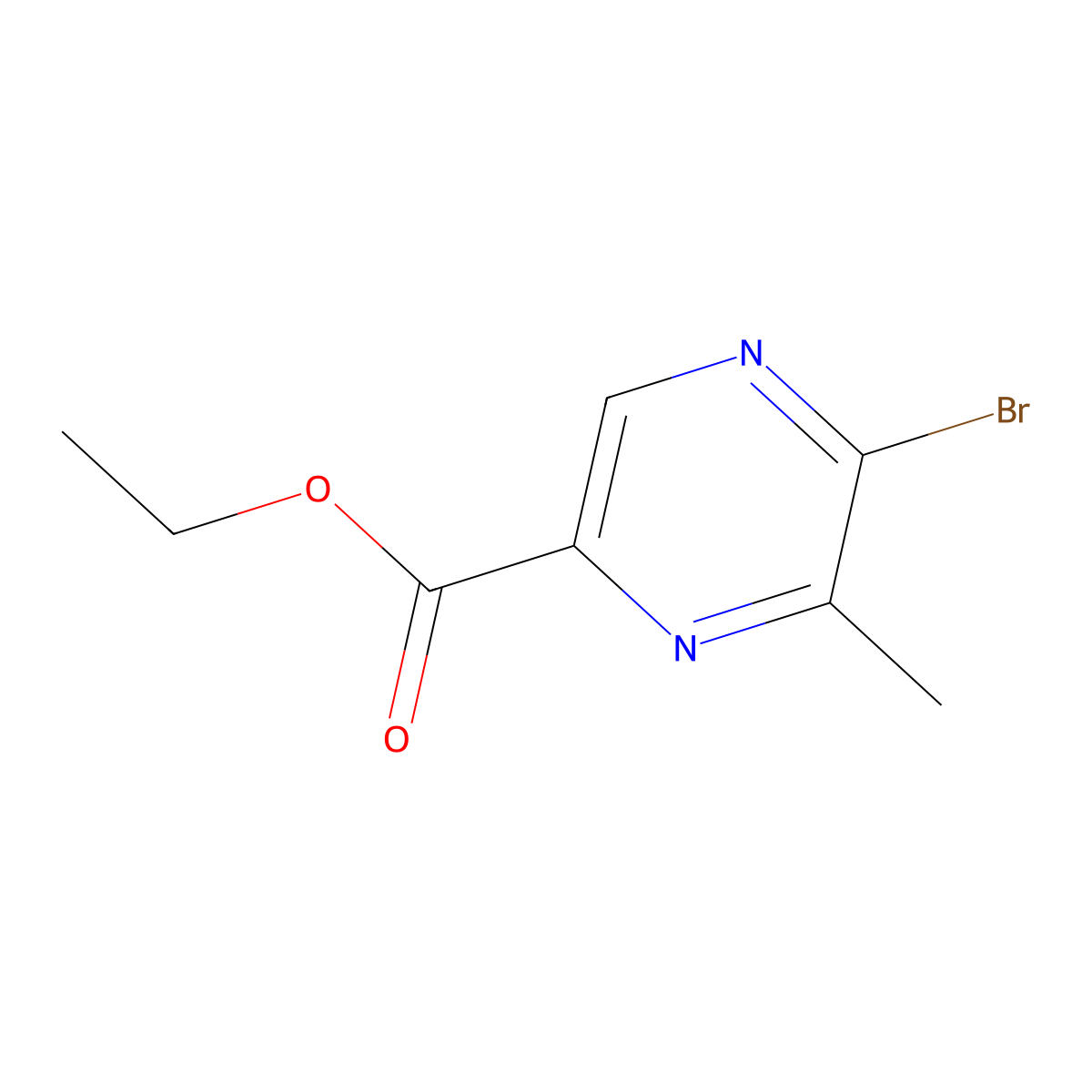 Ethyl 5-bromo-6-methylpyrazine-2-carboxylate molecular structure, CAS 2090914-30-8