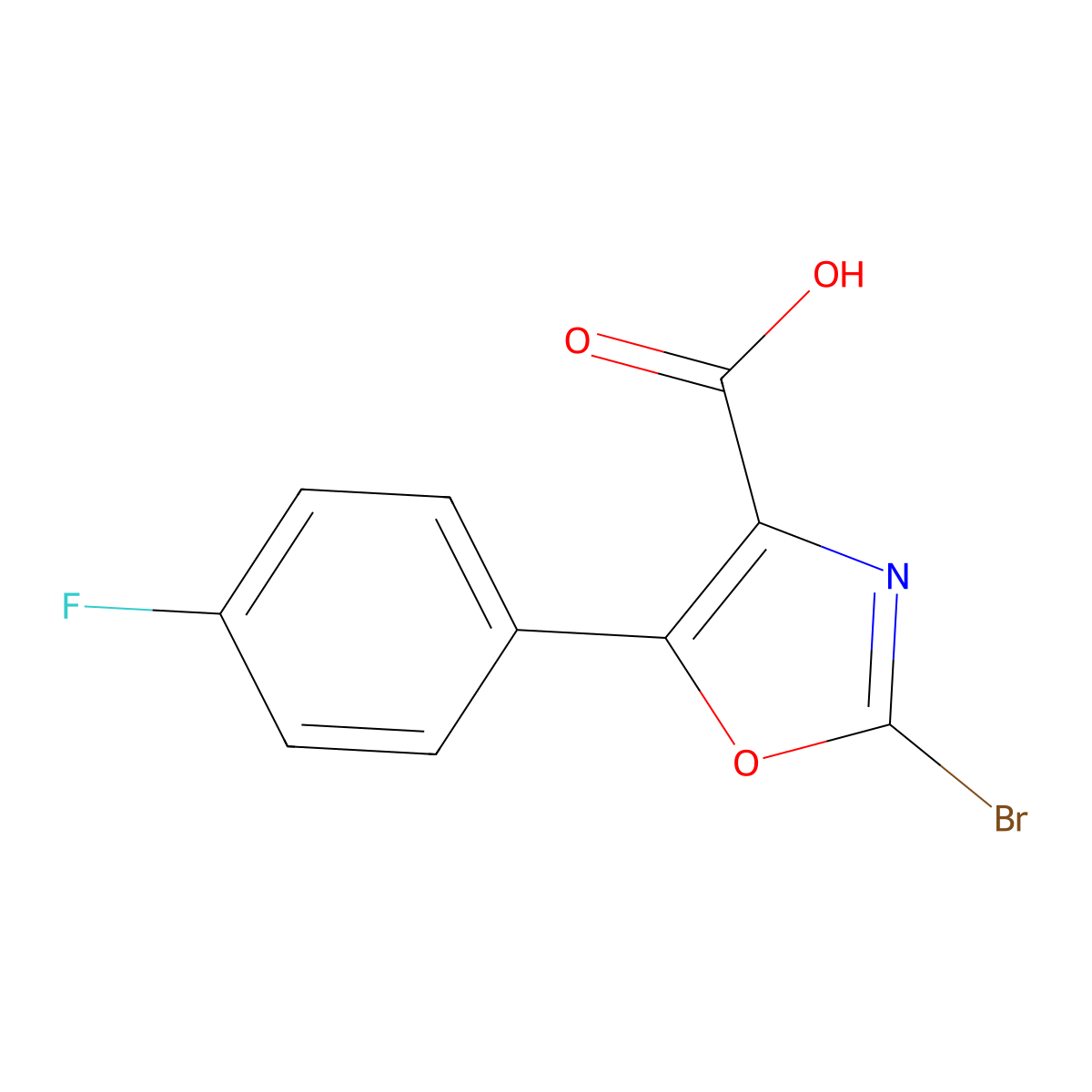 2-Bromo-5-(4-fluorophenyl)-1,3-oxazole-4-carboxylic acid molecular structure, CAS 2090929-15-8