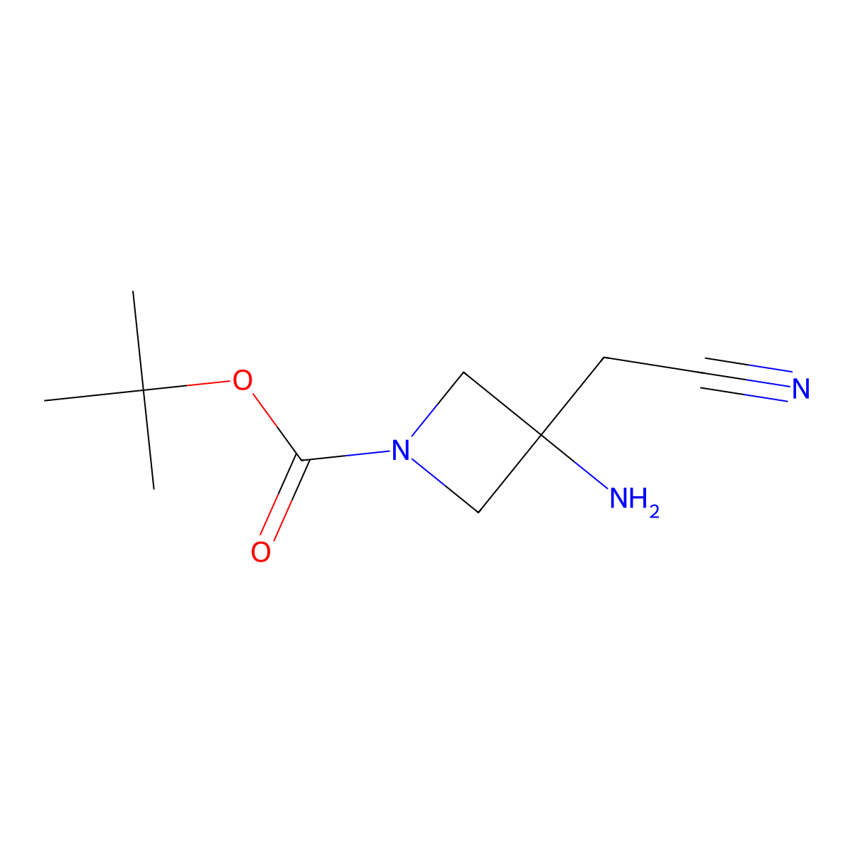 Tert-butyl 3-amino-3-(cyanomethyl)azetidine-1-carboxylate molecular structure, CAS 2090930-08-6