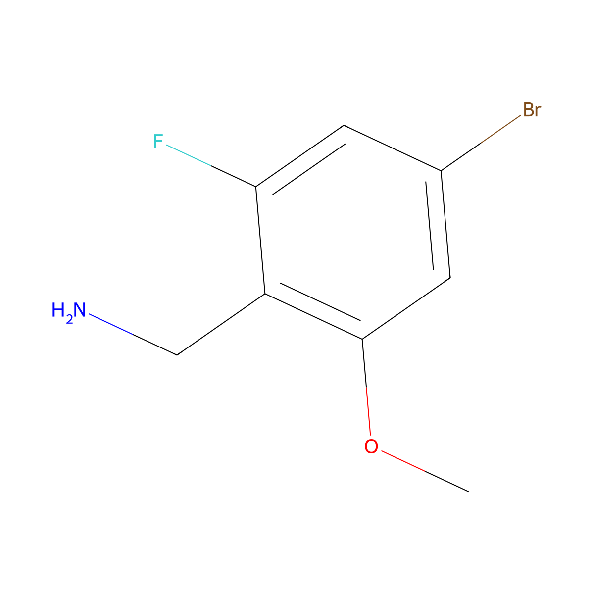 (4-Bromo-2-fluoro-6-methoxyphenyl)methanamine molecular structure, CAS 2090932-03-7