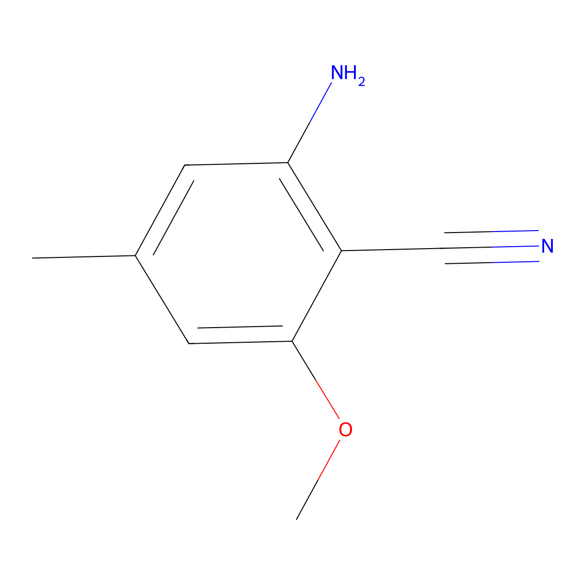 2-Amino-6-methoxy-4-methylbenzonitrile molecular structure, CAS 2090932-86-6