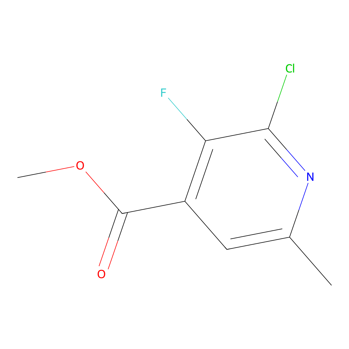 Methyl 2-chloro-3-fluoro-6-methylisonicotinate molecular structure, CAS 2090936-83-5