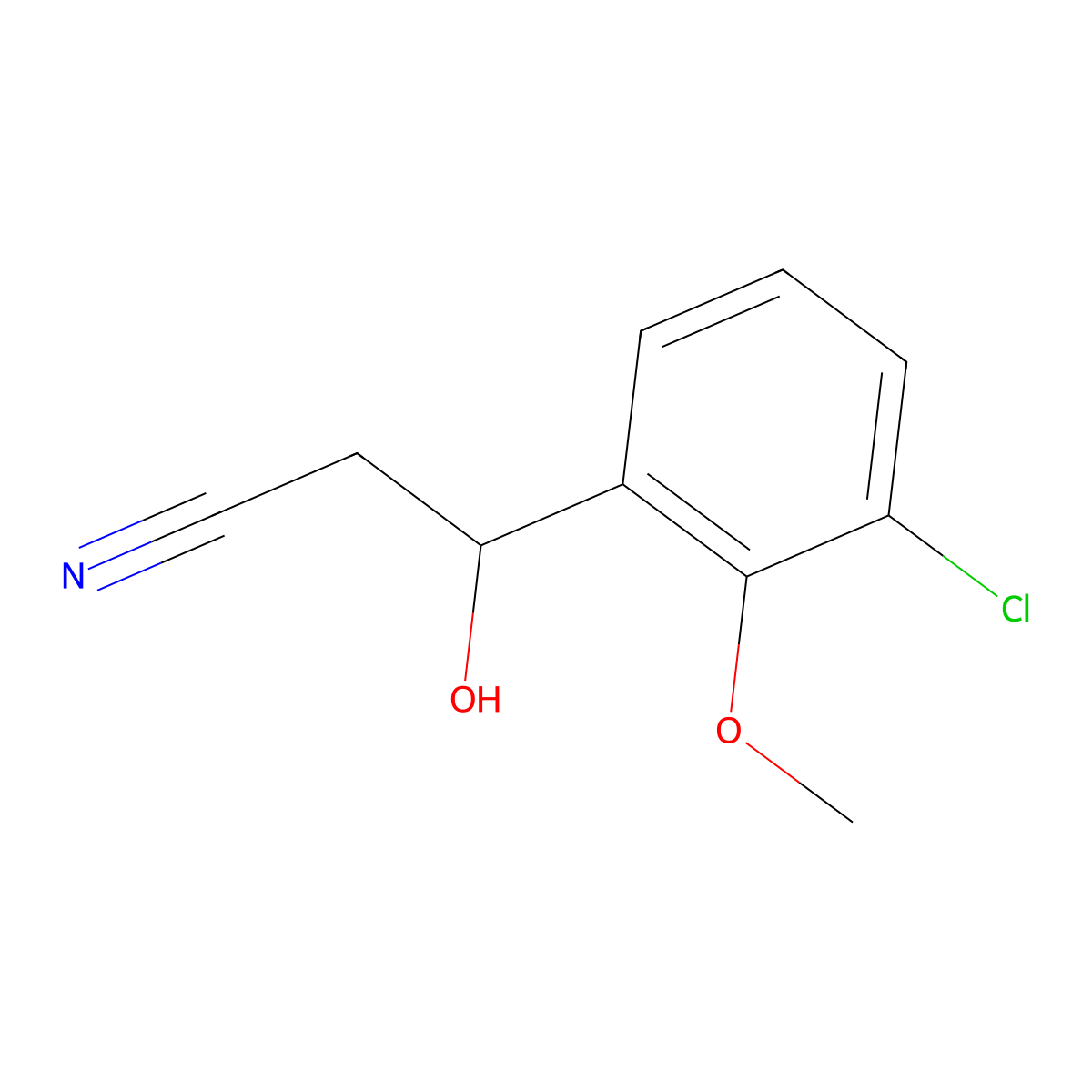 3-(3-Chloro-2-methoxyphenyl)-3-hydroxypropanenitrile molecular structure, CAS 2090939-48-1