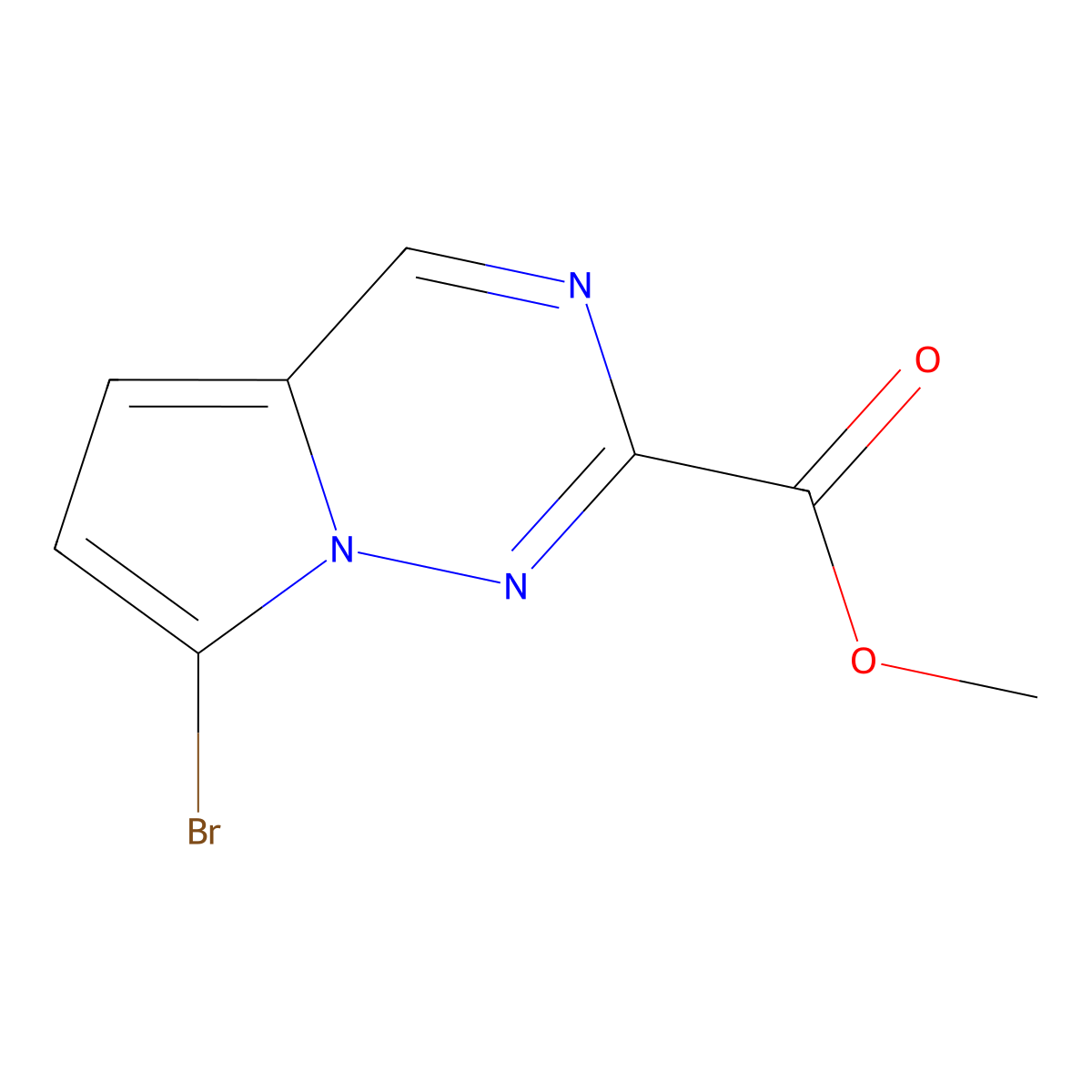 Methyl 7-bromopyrrolo[2,1-f][1,2,4]triazine-2-carboxylate molecular structure, CAS 2090940-99-9