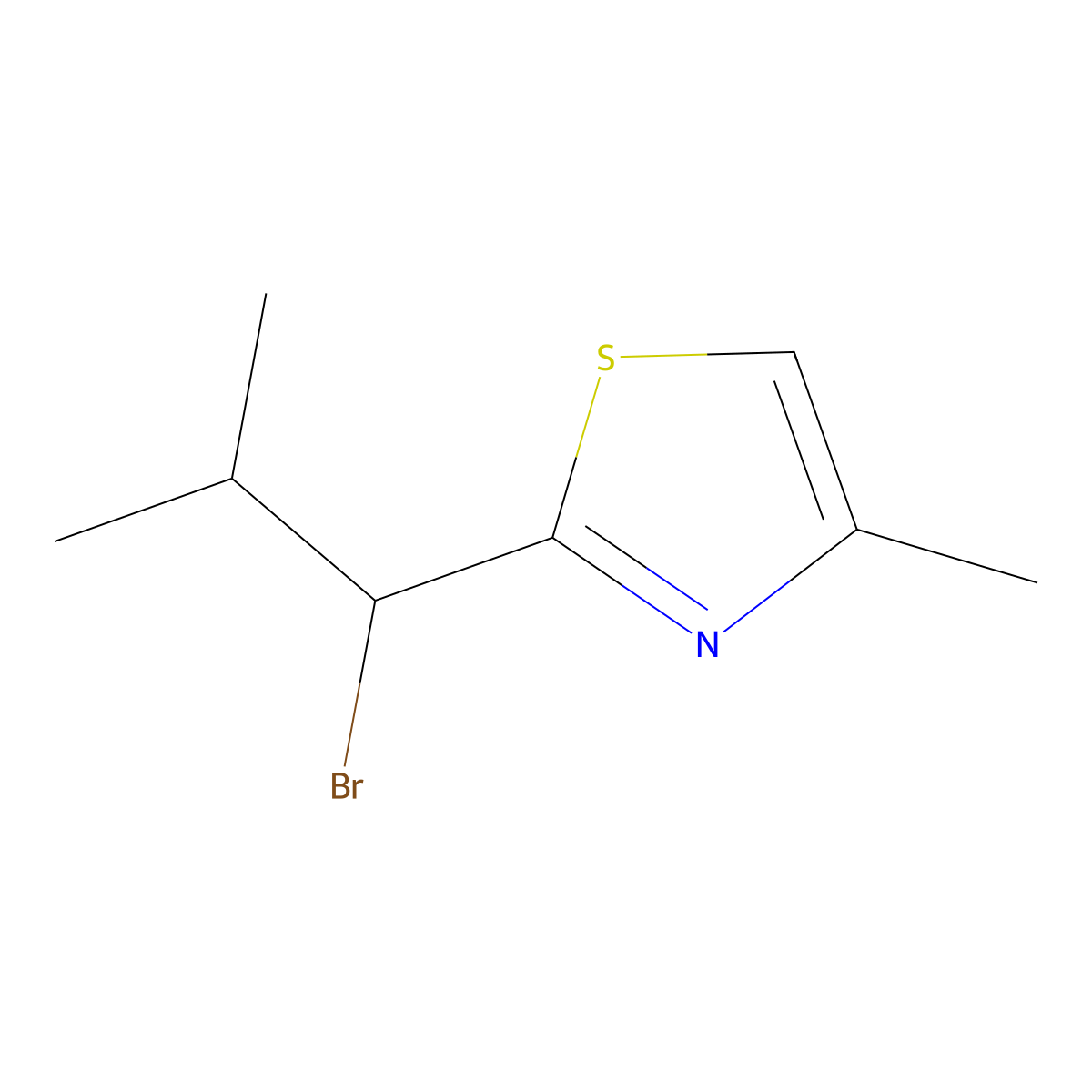 2-(1-Bromo-2-methylpropyl)-4-methyl-1,3-thiazole molecular structure, CAS 2090943-80-7