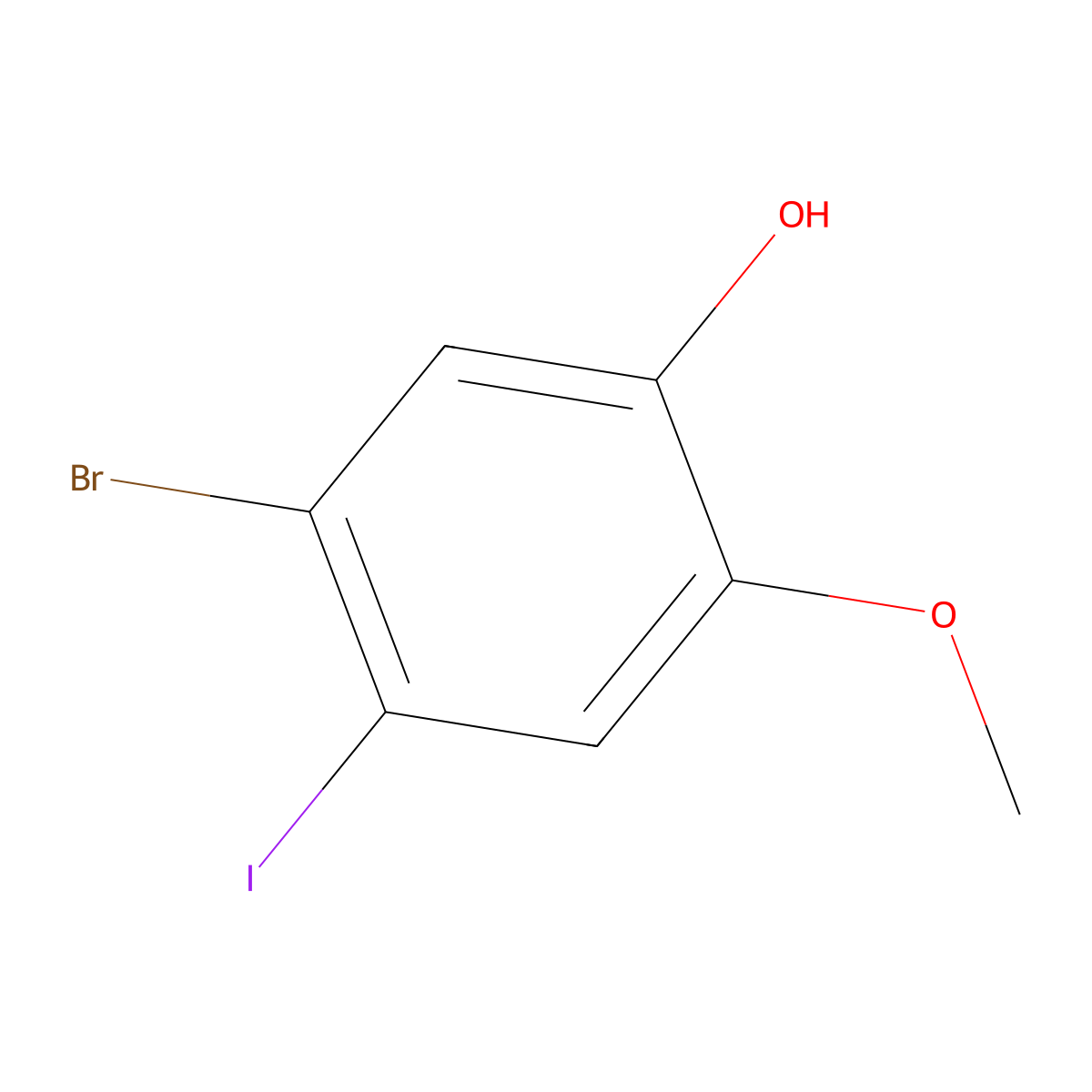 5-Bromo-4-iodo-2-methoxyphenol molecular structure, CAS 2090948-21-1