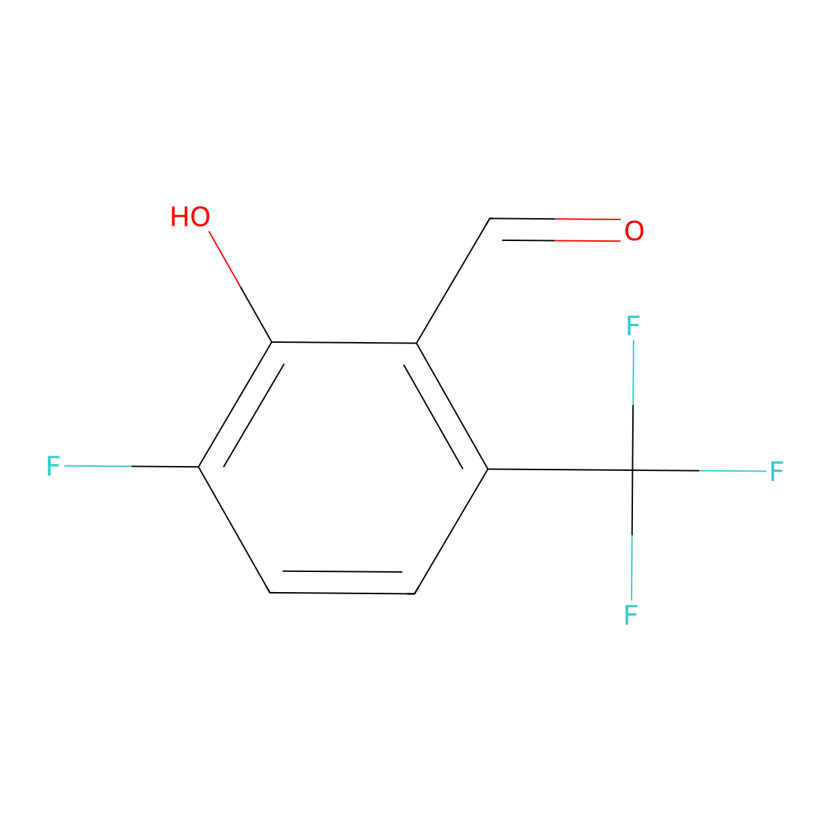 3-Fluoro-2-hydroxy-6-(trifluoromethyl)benzaldehyde molecular structure, CAS 2090949-09-8