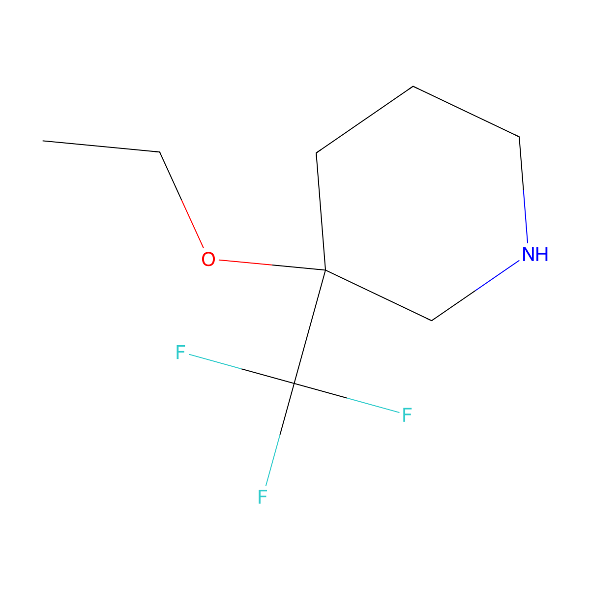 3-Ethoxy-3-(trifluoromethyl)piperidine molecular structure, CAS 2090949-76-9