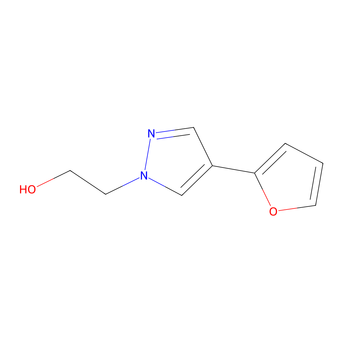 2-(4-(furan-2-yl)-1H-pyrazol-1-yl)ethan-1-ol molecular structure, CAS 2090953-15-2