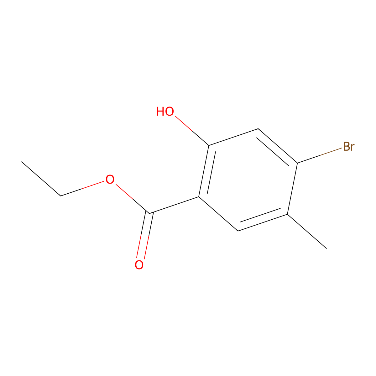 Ethyl 4-bromo-2-hydroxy-5-methylbenzoate molecular structure, CAS 2090953-96-9