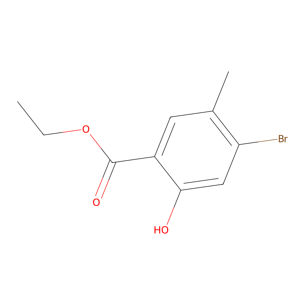 Ethyl 4-bromo-2-hydroxy-5-methylbenzoate molecular structure, CAS 2090953-96-9